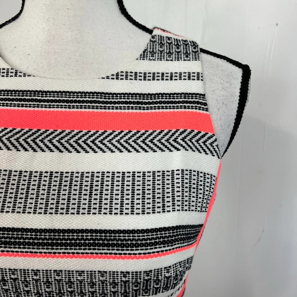 Kate Spade Ribbon Jacquard Dress Size 0 Neon Striped Tweed A-Line Sleeveless - Picture 6 of 9